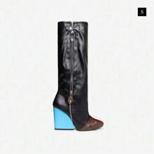 Square Toe Wedge Heel Boots - 多 - 查看 2