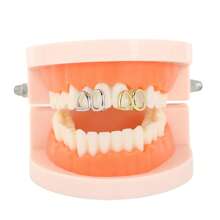 THATBOY Set de 3 joyas de rapero de moda estilo hip hop personalizadas, grillz de cobre con circonita hueca, un regalo genial para hombres y mujeres