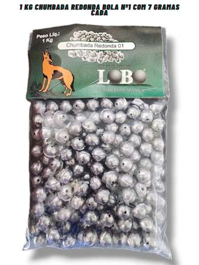 Chumbada Redonda Bola Para Pesca (1 KG) - Tamanho 1 - (7 Gramas) - Lobo