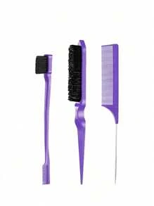 1/3/6/9/11pcs Hair Brush Set, Includes: Straightening Brush, Spray Bottle, 3pcs Kids Back Combs, Scalp Massage Shampoo Brush, Premium Wide-Tooth Comb, Alligator Clips, Flower Hair Clips, Suitable For Girls For Travel, Outdoor, Sports, Office, School And Other Occasions, Essential Hair Care Products. - Purple - View 16