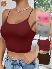 4pcs Open Shoulder Elastic Camisole Sports Bras - Basic