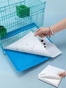 50PCS/100PCS 一次性鸟笼垫纸，吸水防水鹦鹉栖息托盘垫，厚笼底清洁垫纸 - 彩色 - 查看 1