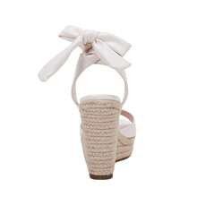 Womens Espadrille Wedge Sandals Open Toe Lace Up Platform Ankle Strap Summer Heels - 酷白色 - 查看 2