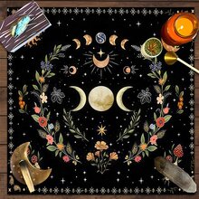 1 件花朵祭坛布太阳和月亮涤纶塔罗牌垫巫术占星术塔罗牌桌布巫师用品游戏垫塔罗牌布神秘神谕卡垫房间家居装饰适用于棋盘游戏塔罗牌占卜游戏 2025 设计 - 彩色 - 查看 2
