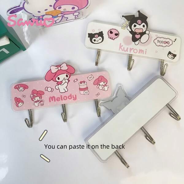Sanrio Sanrio Kulomi Bathroom Damage-Free Hook, Cute Acrylic Damage-Free Adhesive Wall Hanger, No-Drill Bathroom Organizer Bathroom Decor Fall Decor Back To School