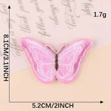 1pc Layer 3D Butterfly Embroidery Patches, Embroidered Iron-On Patches, Red Peach Yellow Light Purple, For Clothing, Jacket, Hat, Jeans, Backpack, Stage Costume