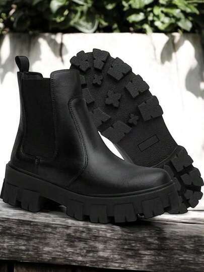 Coturno Bota Feminina Botina Chelsea Calce Fácil Sola Tratorada Resistente Promoção 2025