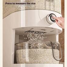 Transparent Rice Dispenser, 22lbs(10L) Large Capacity Rice Storage Container, One-Button Dispensing With Measuring Cup, Suitable For Kitchen Pantry,