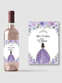 20 unidades Etiquetas adhesivas personalizadas para botellas de vino, etiquetas decorativas con corona de 15 cumpleaños, crea tus propias pegatinas personalizadas | Pegatina con cita favorita | Pegatina personalizada | Troquelado, regalos únicos e ideales para ella, novio, novia, papá, mamá, familia, amigos, mascotas, hija, estudiantes, hijo para aniversarios, cumpleaños, graduación escolar, hogar, oficina