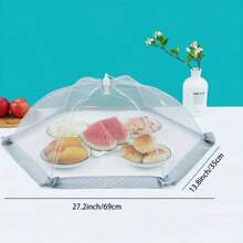 1 pièce Tente de couverture d'aliments à ouverture rapide - Réutilisable, écran parapluie pliable pour barbecues, pique-niques et fêtes en plein air - Garde les mouches et les moustiques à distance - Design transparent avec des bords élastiques pour une utilisation en cuisine et à table