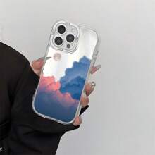 A Phone Case With Dreamy Cloud & Moon Print. Camera-Protected,Shock-Absorbing,Stylish And Unique Cloud-Moon Mirror Perfect For On-The-Go Makeup Touch-Ups,Mirror Phone Protective Case Can Be Used As A Makeup Mirror Compatible With Iphone16/7/8/11/12/13/14/15/X/XR/Xs/Plus/Pro/Pro Max/SE2/16e