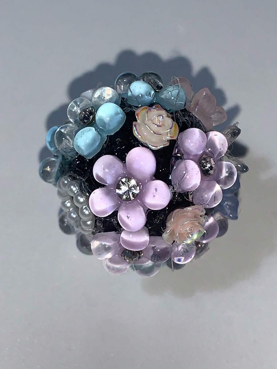 10pcs/Pack Heavy Duty Resin Plastic Beads, Full Sparkling Rhinestone Small Flower Butterfly Faux Pearl Black Rhinestone DIY Handmade Beads For Crafting, High-End Gift