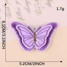 1pc Layer 3D Butterfly Embroidery Patches, Embroidered Iron-On Patches, Red Peach Yellow Light Purple, For Clothing, Jacket, Hat, Jeans, Backpack, Stage Costume