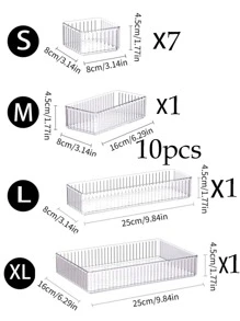10pcs/9pcs/7pcs/6pcs/1pc Makeup Drawer Organizer Box, Transparent Cosmetic Storage Box With Dividers And Drawers, Suitable For Vanity, Equipped With 4 Different Size Transparent Plastic Drawers, Makeup Display Rack, Organizer For Desk, Bathroom, Kitchen And Office. Room Decor, Home Decor, Autumn Decor, Bedroom Decor - Multicolor - View 6