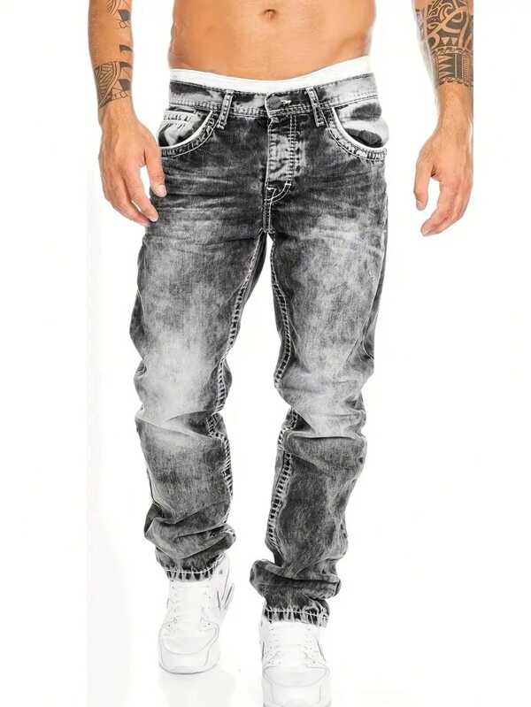 Men's Fashion Creative Stretch Denim Jeans,Minimalist Style Suitable For Summer