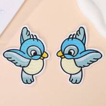 1 Paar blaue süße Vogel Stickerei Stoffflicken, DIY Kleidung & Taschen Dekor Applikation