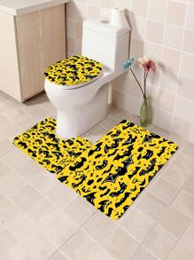 4 pièces Ensemble de rideaux de douche et accessoires de salle de bain avec tapis antidérapants, couvercle de toilette et tapis de bain. Imperméable, séchage rapide, résistant aux moisissures. Décoration de salle de bain avec 12 crochets. Thème chocolat, bonbon, citrouille d'Halloween, cœurs, navette spatiale, coucher de soleil, plage, palmiers pour la maison, l'hôtel, le dortoir