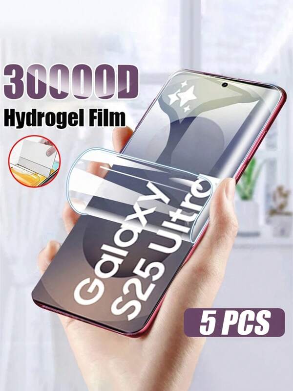 5 paquetes de protector de pantalla compatible con Samsung Galaxy, película de hidrogel TPU flexible, protección de cobertura completa del borde, anti-arañazos, resistente a golpes, sensible al tacto y desbloqueo de huella digital, regalo para cumpleaños, familia, amigos, protector de pantalla de teléfono, accesorios de teléfono a prueba de agua, anti-caída, anti-huellas