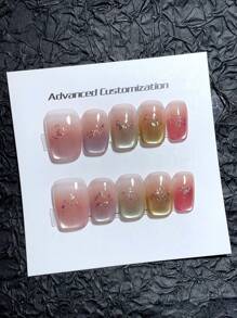 10 Pieces Of Pure Handmade Wearable Nails, A Variety Of Nail Shapes To Choose From, Light Bulb Cat Eye Nails, High-Quality Elegant Simple Nails Press On Nails Nail Supplies Nails