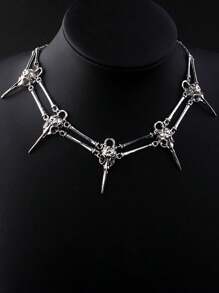 1 chiếc vòng cổ đầu lâu quạ Gothic, vòng cổ phù thủy ngoại giáo bộ xương độc ác, phù hợp cho cả nam và nữ, đeo hàng ngày, dự tiệc, tụ tập - mặt dây chuyền - Xem 11