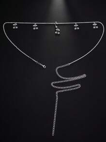 1pc New Cherry Pendant Waist Chain, Sparkly Fashion Crystal Sexy Belly Button Chain Waist Body Chain For Women