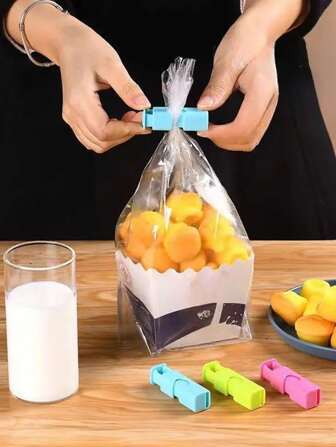 4 件/8 件/12 件彩色食品袋密封夹 - 按压式零食和面包封口机，防潮真空包装夹，PP 材料，厨房收纳配件，食品袋夹 - 颜色随机