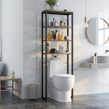 Costway 4-Tier Over Toilet Storage Rack Freestanding Bathroom Organizer Rustic Brown - Brown - View 4