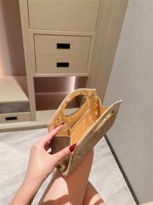 1 件优雅迷人闪亮亮片派对手提包，奢华闪亮晚宴手拿包，正式女士手提包适合派对、婚礼、舞会、宴会