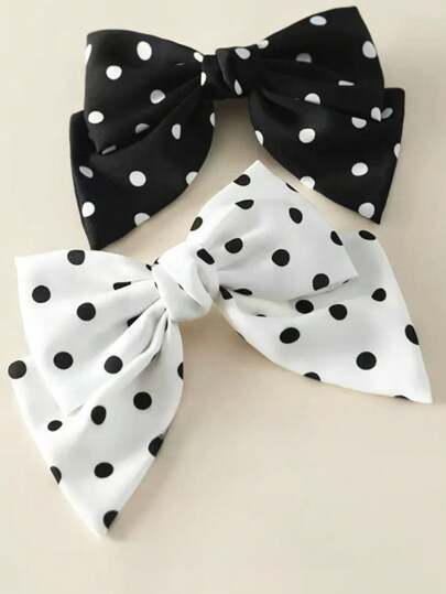 1pc Elegant Polka Dot Bowknot Hair Claw Clip, Versatile Hair Accessories Claw Clips Hair Claws Hair Barrettes, School Stuff, College, Bows, Cute, Classy, Winter Outfit Women