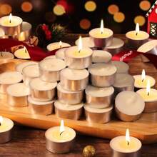 10/50/100 Pieces Circular Paraffin Wax Candles, Burn Time 2 Hours(S), 4 Hours(L), Romantic Set Up, Smokeless, Dripless, Suitable For Home Decor, Party, Romantic Decoration, Swimming Pool, Spa, Wedding