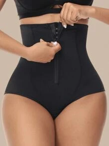 1 Pieza Pantalón corto moldeador de cintura alta para mujer, ropa interior modeladora delgada con control de abdomen, con cremallera, alzador de glúteos, adecuado para uso diario