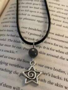 1 套 2 件装，甜美星形漩涡吊坠项链，极简主义星形流苏螺旋锁骨链，INS 风格 - 彩色 - 查看 4