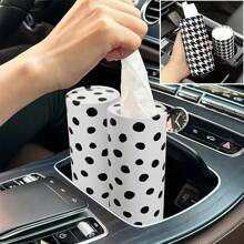 4/2/1件装 时尚黑白车载纸巾盒 可爱波点车载纸巾架 内含3层柔软面巾纸 千鸟格图案纸巾架 圆形设计 适用于汽车杯架、家庭浴室和办公室 旅行纸巾筒 内含40张纸巾 - 彩色 - 查看 2