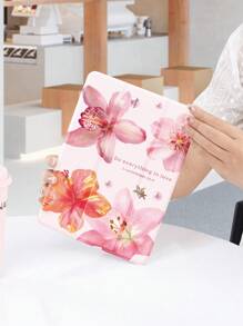Capa protetora plana com estampa de flor de hibisco, compatível com iPad de 10,2 polegadas, iPad Pro 11 2021/2020/10ª geração, iPad Mini 4/5/6, Galaxy Tab A8 10,5 polegadas 2022, Matepad 10.4/Tab, com slot para lápis, à prova de choque, capa protetora para suporte de tablet