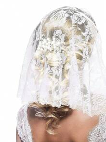 Lace Mantilla Catholic Veil Church Veil Chapel Veil Head Covering Latin Mass - Round Headscarf - View 4