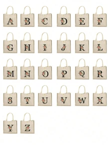 1pc Linen Flower & Letter Print Tote Bag, Minimalist Large Capacity Handbag, Portable Casual Storage Bag, Multifunctional Shopping Bag, Personalized Gift Bag, Suitable For Weddings, Birthdays, Beaches, Holidays And Other Occasions, Perfect Gift For Girls, Teachers, Friends, Bridesmaids, Students And Back To School, Also The Best Christmas Gift For Teachers