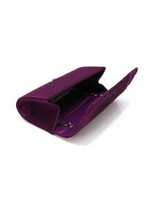 Glitter Women Clutch Purple Color Fashion Lady Evening Bags Party Wedding Chain Shoulder Envelope Design Shoulder Box Purse With Elegant Rhinestones Necklace Earrings Jewelry Set For Wedding Bridal