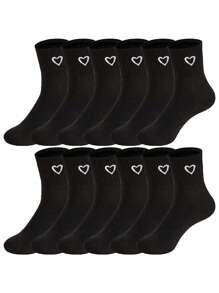 6pcs Fashion Heart Pattern Over-The-Knee Socks, Thick & Comfortable Daily Wear, Suitable For Sports, INS Korean Style, Home & Leisure, Fit All Men & Women, Moisture-Wicking, Soft, Suitable For Holidays, Sports, Leisure, Business, Black*Gray*White, Suitable For All Year Round Wear, 1pc/3pcs/6pcs - Multicolor - View 2