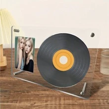 Marco de fotos de disco CD, soporte de exhibición de acrílico HD, pequeña caja de almacenamiento de tarjetas de álbum de discos, soporte de exhibición de tarjetas de fotos de álbum de ídolos, marco de fotos, decoración de álbum transparente de acrílico, gran regalo, decoración de hogar y habitación de mesa