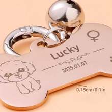1pc Customized Pet Dog Tag Personalized ID Tag Anti-Lost ID Tag Custom Engraved Dog Necklace Bell Pendant Collar Cat Tag, Dog ID Tag, Cat ID Tag - Multicolor - View 4