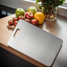 1 件不锈钢切菜板 - 100% 纯不锈钢厨房切菜板 - 领先的卫生和耐用性，双面不锈钢切菜垫，食品安全，易于清洁，金属，适用于肉类、蔬菜、水果 - 銀色 - 查看 1
