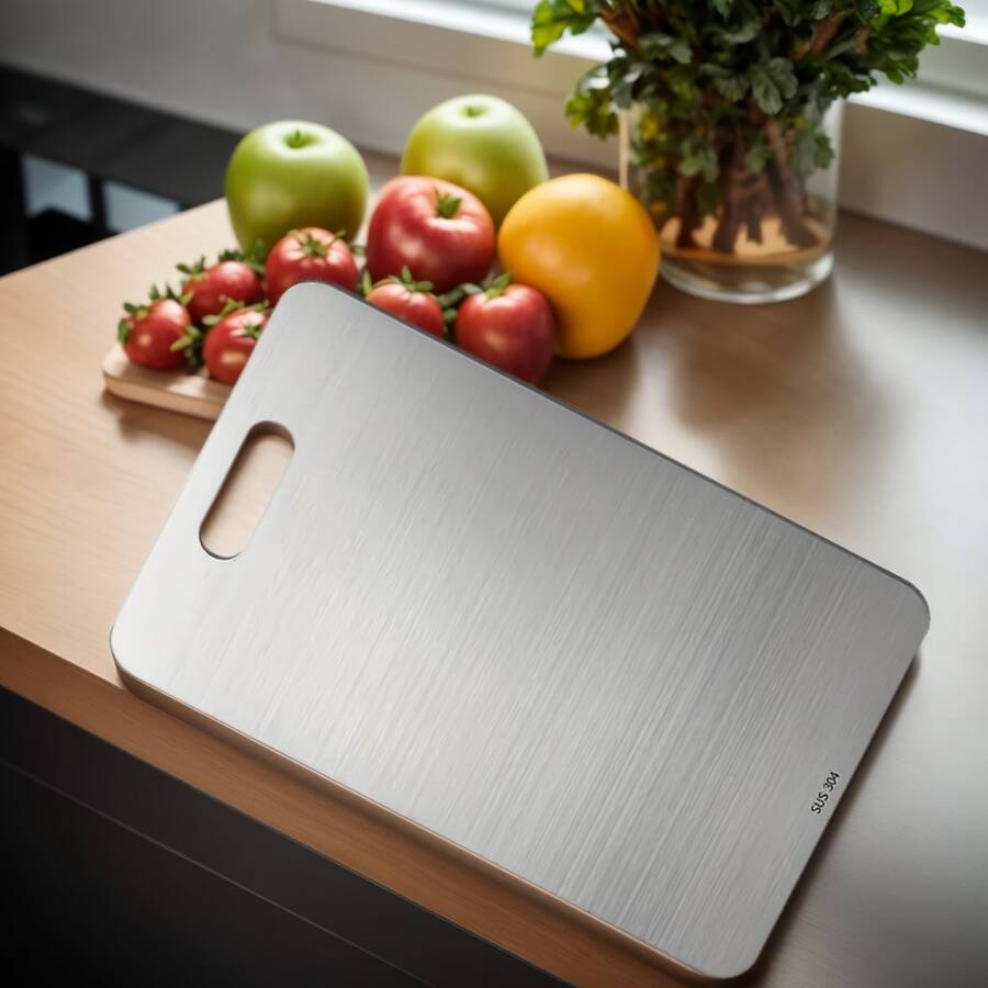 1 件不锈钢切菜板 - 100% 纯不锈钢厨房切菜板 - 领先的卫生和耐用性，双面不锈钢切菜垫，食品安全，易于清洁，金属，适用于肉类、蔬菜、水果 - 銀色 - 查看 1