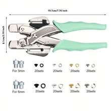 Set di attrezzi per occhielli e gommini da 3 e 5 mm, diametro 1/8" e 3/16", per pelle, borse, vestiti, cinture, biglietti e progetti fai-da-te - ideale per gli appassionati di bricolage e per i progetti creativi, per il ritorno a scuola e forniture scolastiche