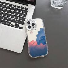A Phone Case With Dreamy Cloud & Moon Print. Camera-Protected,Shock-Absorbing,Stylish And Unique Cloud-Moon Mirror Perfect For On-The-Go Makeup Touch-Ups,Mirror Phone Protective Case Can Be Used As A Makeup Mirror Compatible With Iphone16/7/8/11/12/13/14/15/X/XR/Xs/Plus/Pro/Pro Max/SE2/16e