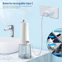 Blackultra Irrigador Bucal Portátil con Hilo Dental a Agua, 300ml, Recargable, Resistente al Agua IPX7, 9 Modos con Pantalla LED, 8 Boquillas de Chorro, para Uso Doméstico y de Viajes - Blanco