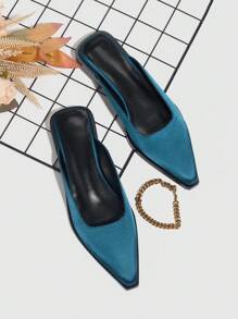 Damskie modne klapki typu mules, płaskie buty typu slip-on, zamknięte klapki zewnętrzne