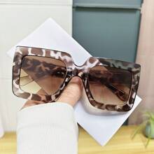 Modebrille für Frauen, Designerrahmen in quadratischer Oversized-Bicolor-Optik, dekorative Sehhilfe, geeignet für Musikfestivals, Sommerurlaub am Strand, Outdoor, Reisen
