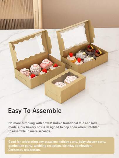 6/12 kwadratowych pudełek prezentowych na ciasto, z przezroczystym okienkiem, białe, brązowe, czarne, różowe, pudełka na przekąski piekarnicze, pudełka prezentowe premium na desery, pączki, ciasta, cukierki, torty, muffinki, makaroniki, przyjęcie walentynkowe, wystrój domu, prezenty do domu