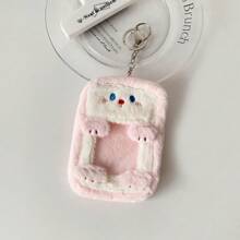 Cute Plush Kpop Photocard Holder With Keychain, Cartoon Bear Bunny Pig Photo Sleeve Card Holder Protector,School Supplies,Back To School - Multicolor - View 12