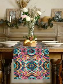 1pc Geometric Pattern Table Runner, Home Kitchen Dining Room Decor, Indoor/Outdoor Party Supplies, Suitable For Restaurant And Home